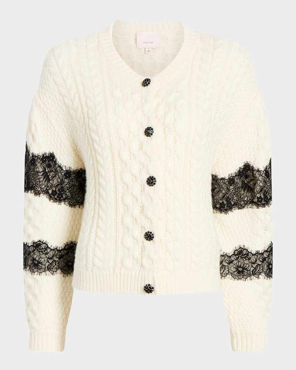 Louise Lace Cable-Knit Cardigan